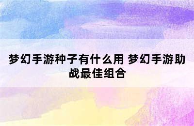 梦幻手游种子有什么用 梦幻手游助战最佳组合